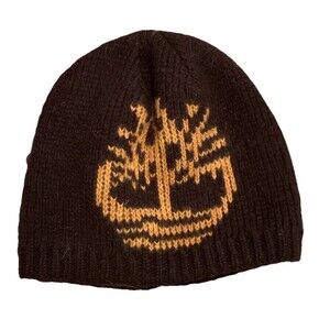 Timberland Ragg Wool Vintage Beanie Skull Cap Winter Stocking Cap Brown OSFA